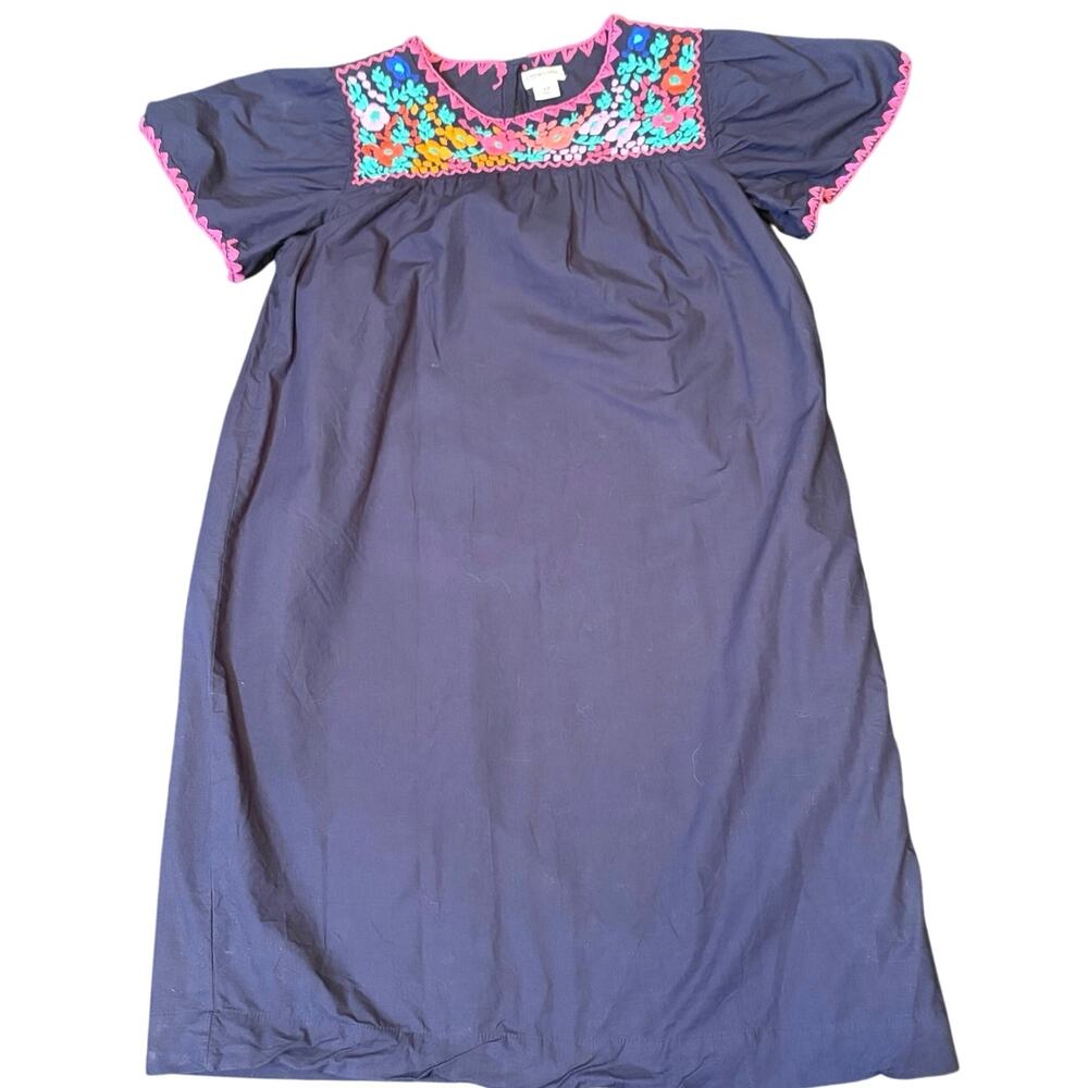 crewcuts Girls Embroidered Dress Navy Floral Cotton Size 12